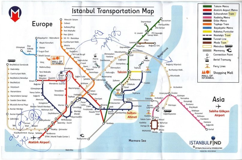 Метро Стамбула схема