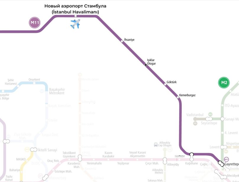 Схема метро Стамбула 2023