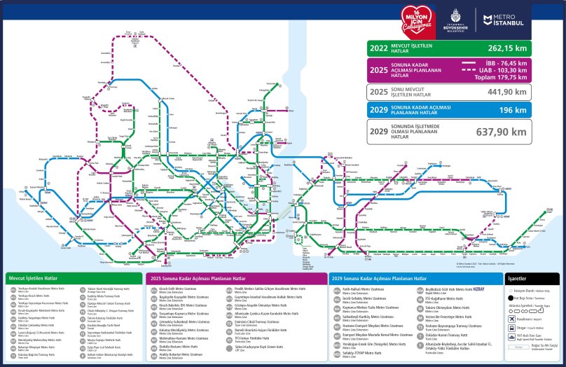 Схема метро Стамбула 2022