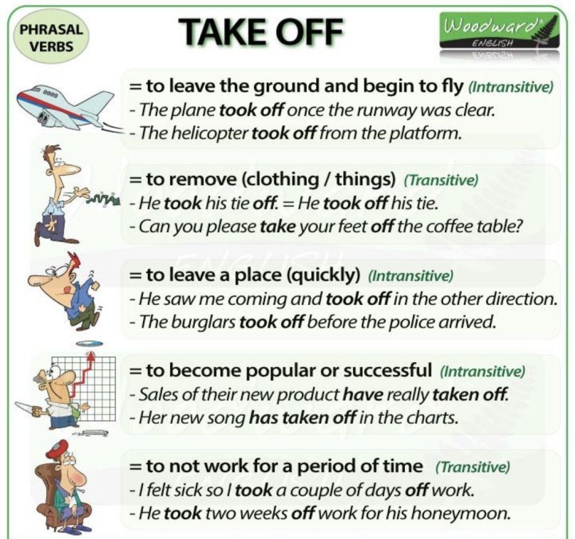 Take off Фразовый глагол