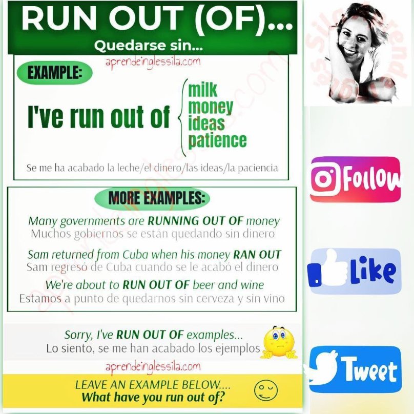 Run out of примеры