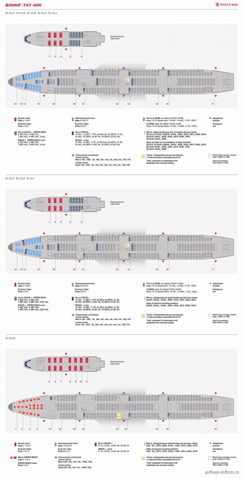 Самолёт Боинг 747 схема салона