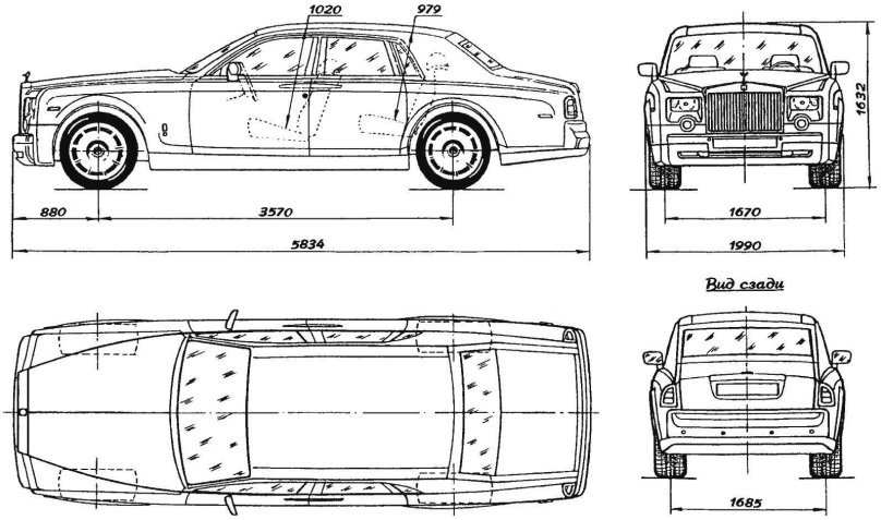 Роллс Ройс Фантом чертеж