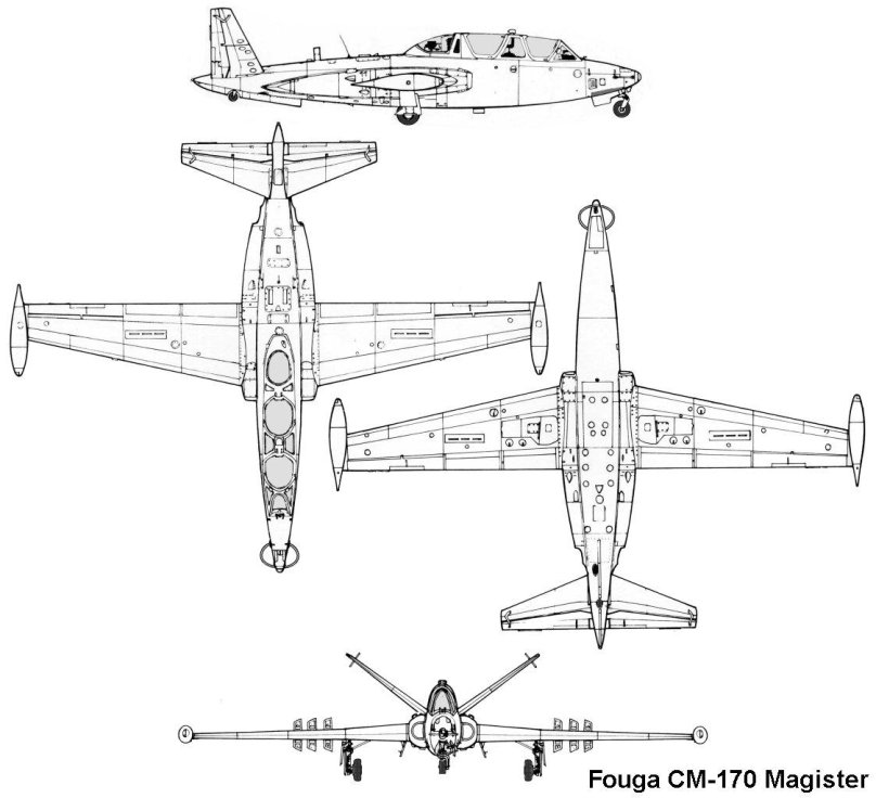 Самолёт Fouga cm.170 Magister чертеж
