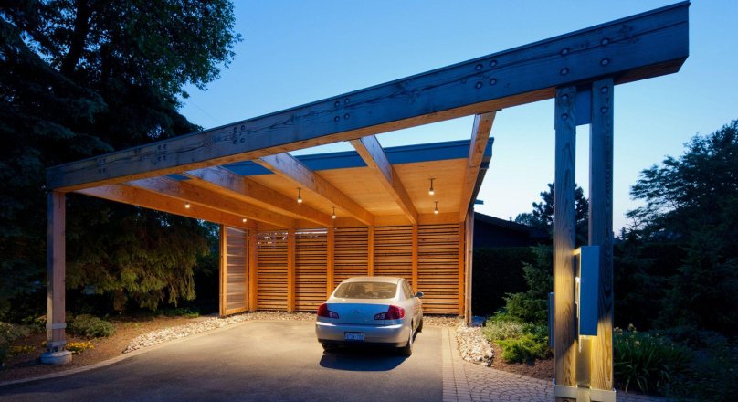 Навес деревянный односкатный 42 МХ 5м