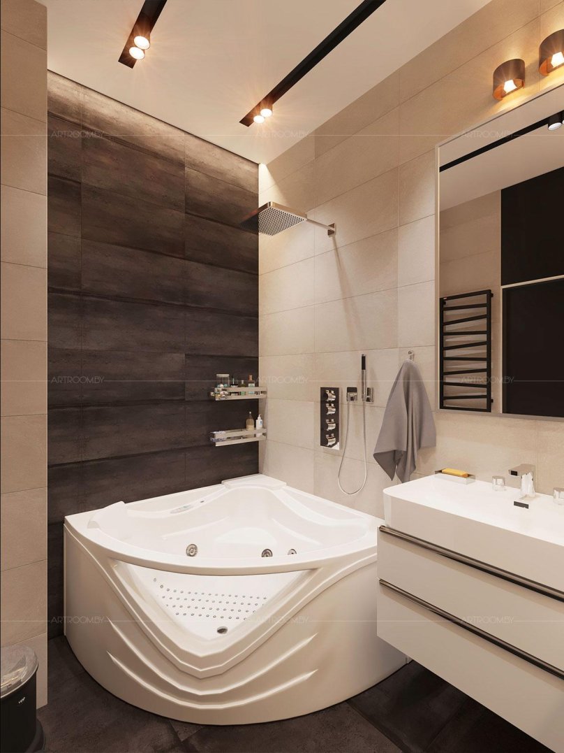Интерьер с угловой ванной