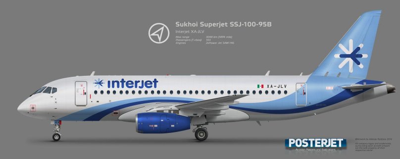 Чертеж самолета Суперджет 100