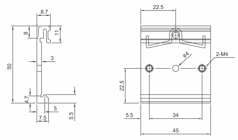 Дин рейка 35 мм чертеж
