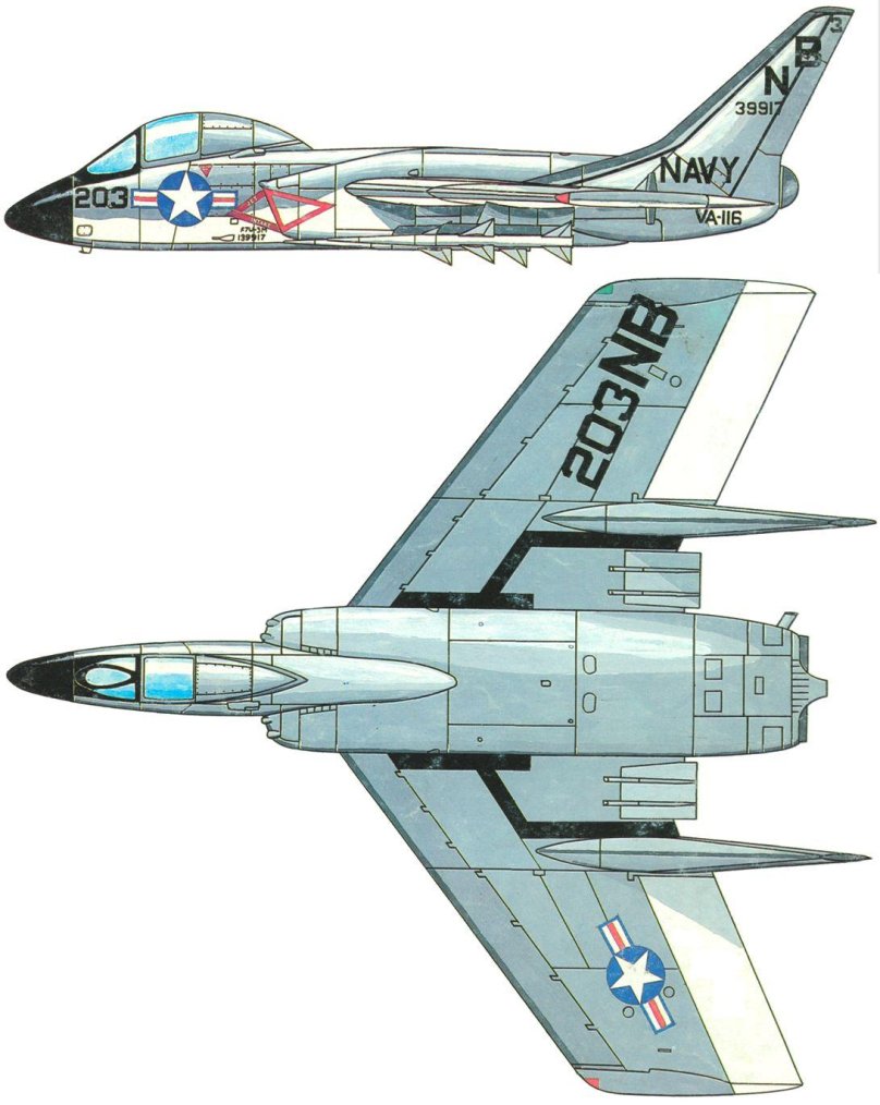 Chance-Vought f7u Cutlass чертеж