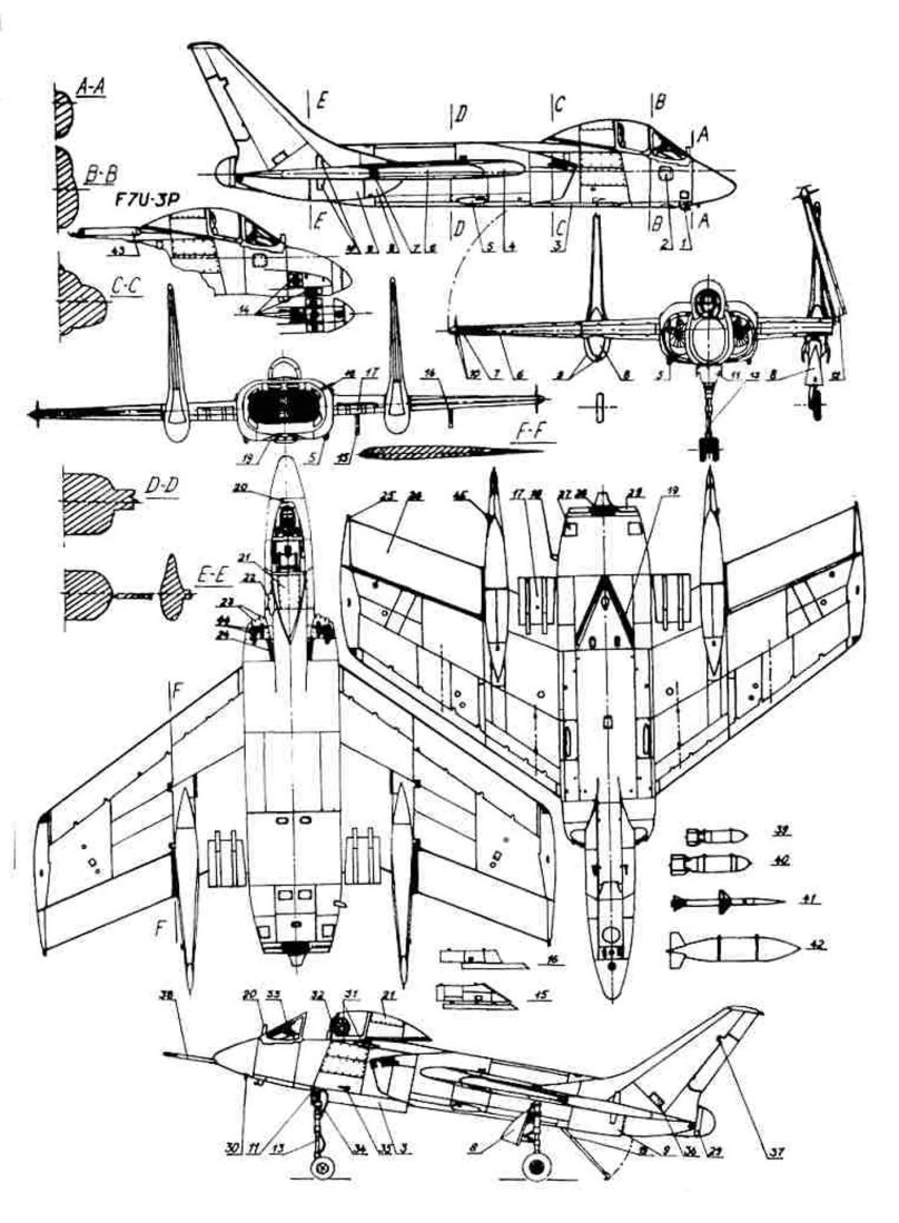 F7u Cutlass чертеж