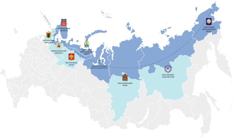 Карта регионов арктической зоны России