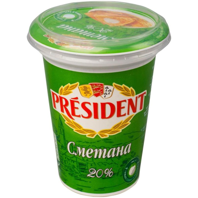 Сметана President 20% 350г