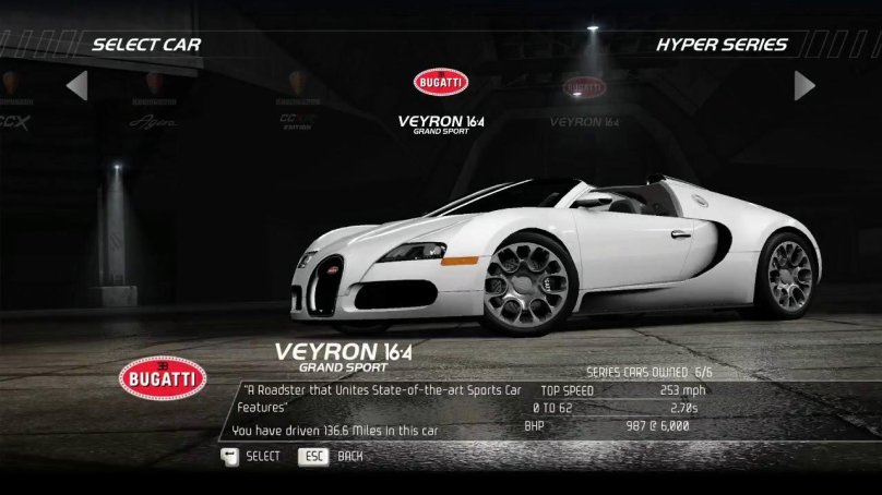 Bugatti Veyron super Sport need for Speed most wanted 2012