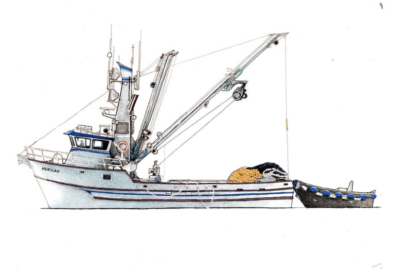 Рыболовное судно рисунок