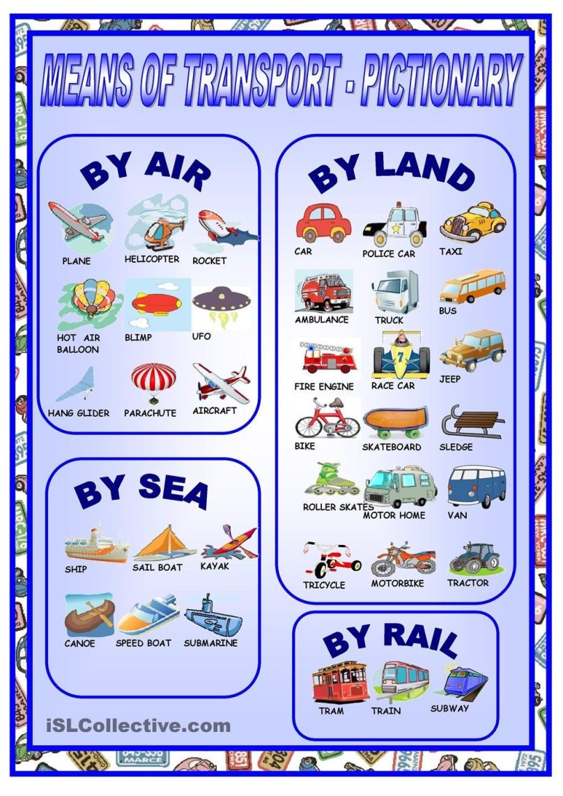 Английский язык means of transport