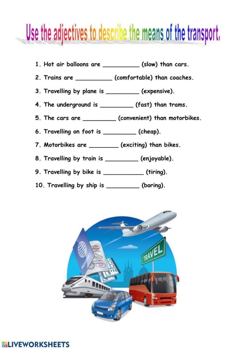 Means of Transportation Worksheet