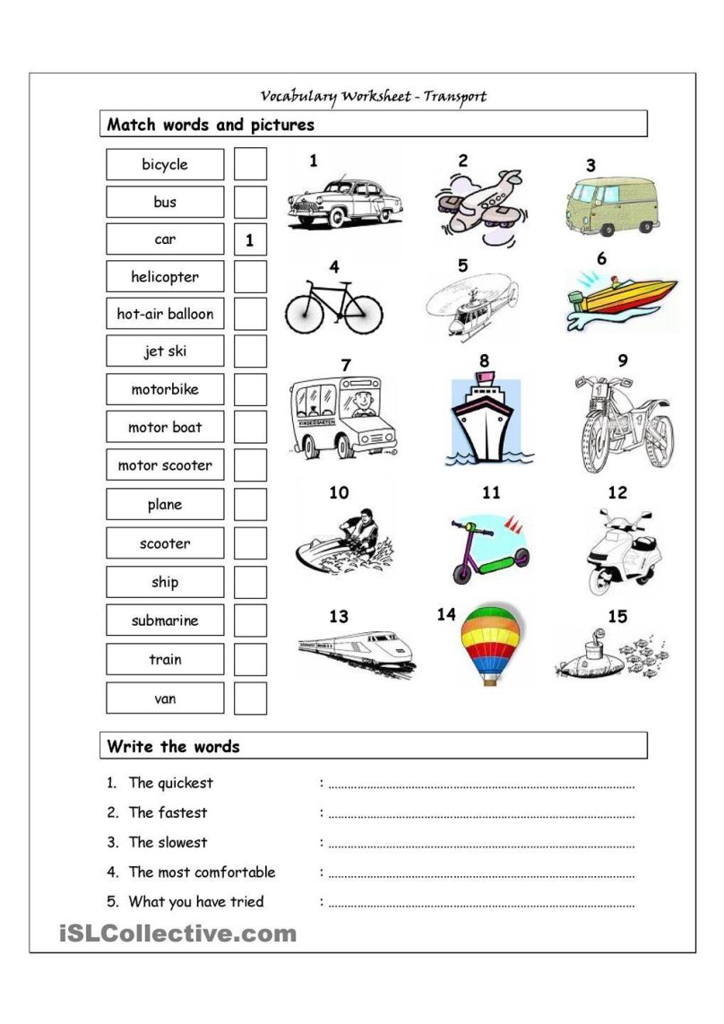 Транспорт на английском задания