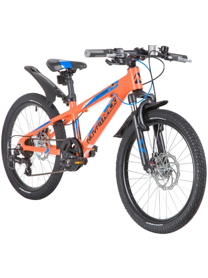 Велосипед Novatrack 20" extreme, оранжевый, алюм., 7 скор., Shimano/microshit Disc