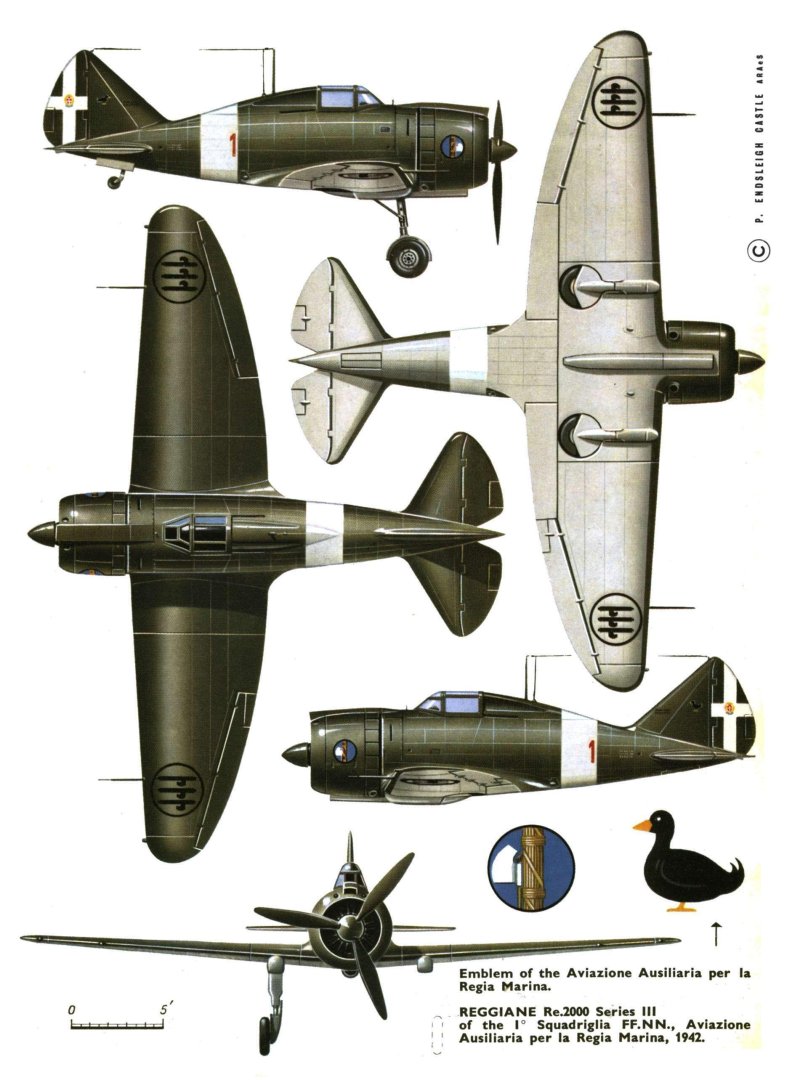 Чертежи Reggiane "re.2000 Falco", истребитель
