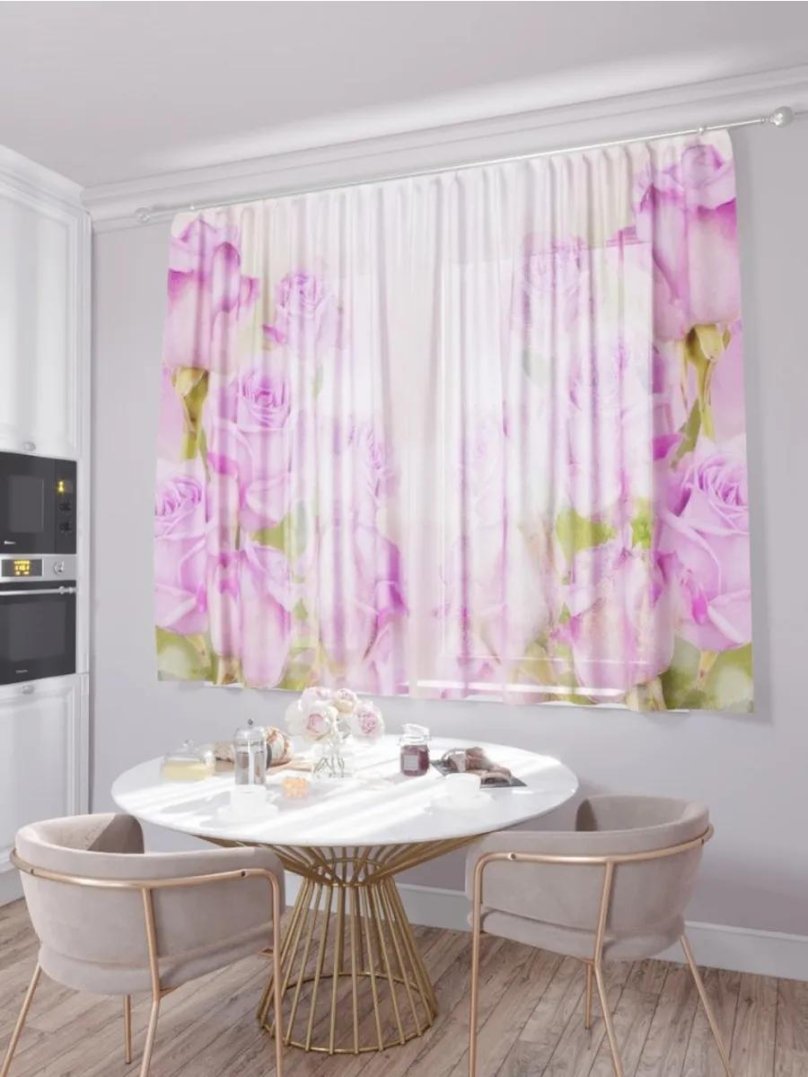 Фототюль лепестки на бирюзовом