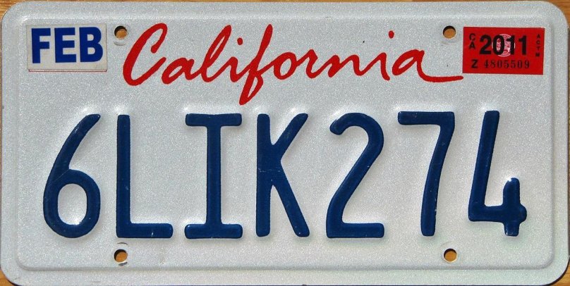 California number Plate