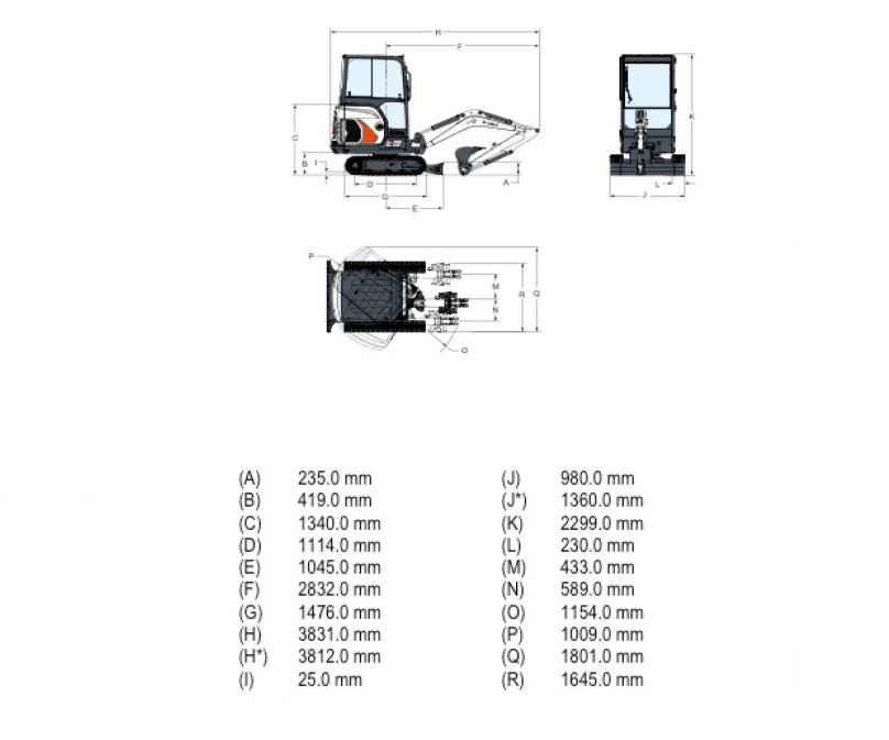 Мини экскаватор Бобкэт габариты