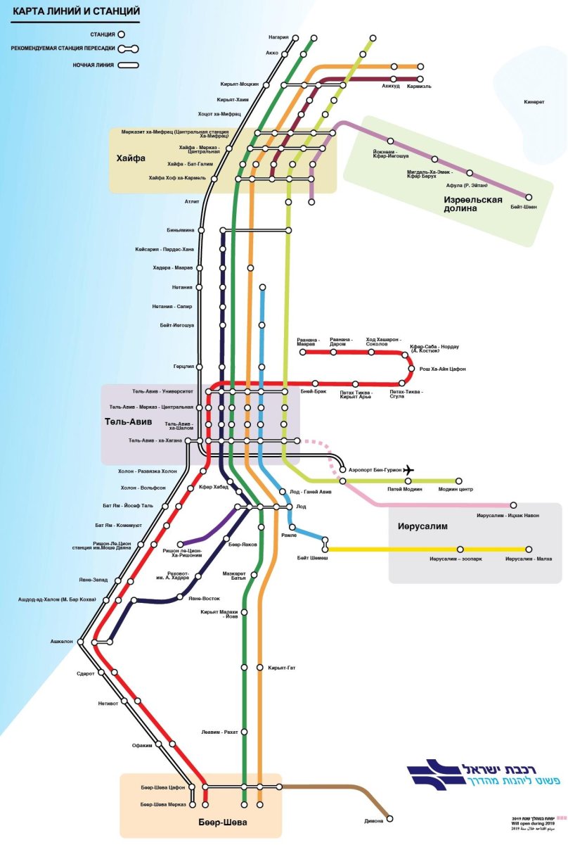 Схема израильской железной дороги