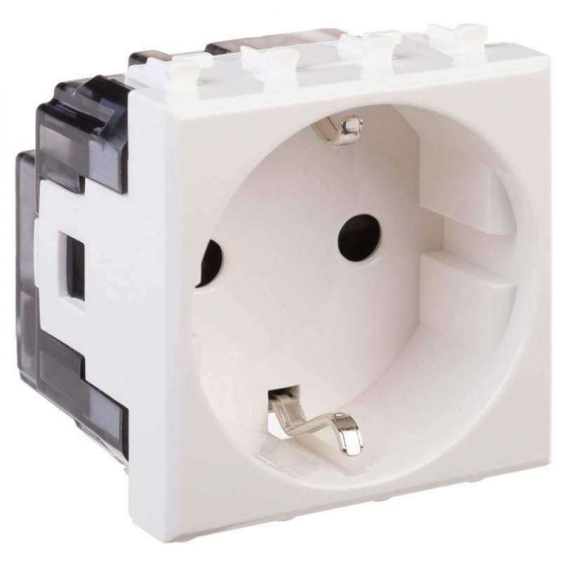 Розетка модульная 2p+e, с з/ш "Avanti", белое облако 2 модуля