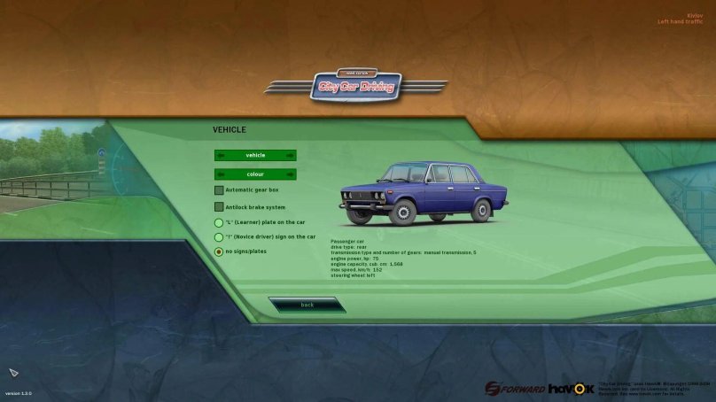 Controls in the game City car Driving