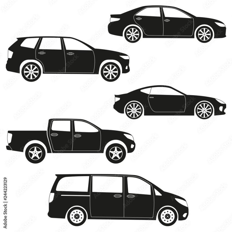 Silhouettes of car types
