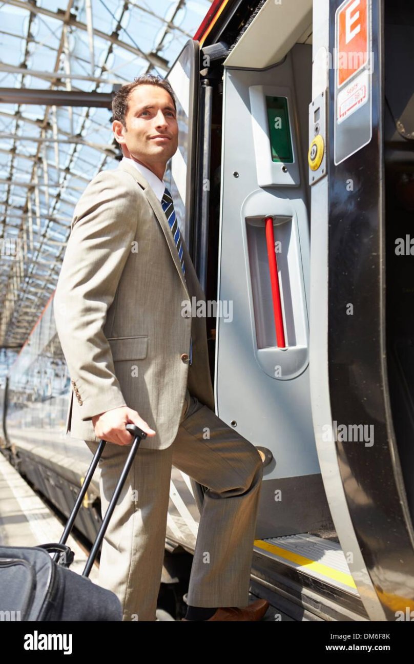 Businessman on a train