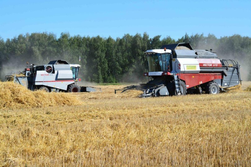 Combine harvester vector 410 with stacker