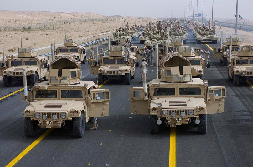 American Military convoy Humvee