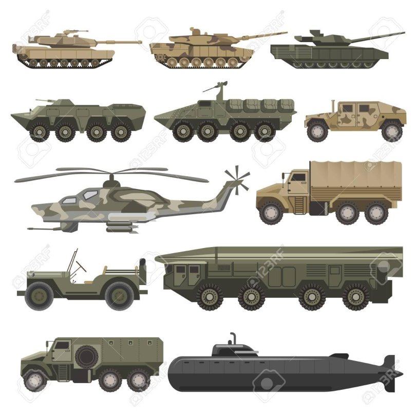 Military equipment from the side vector