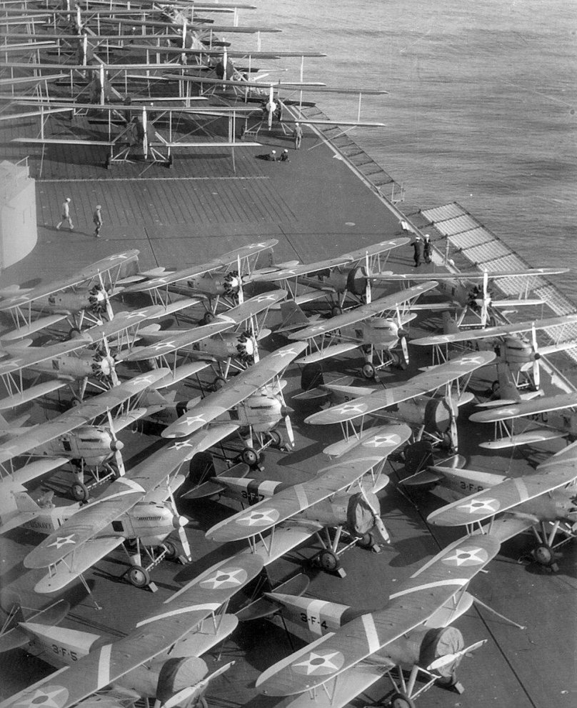 Ww2 us Navy planes on aircraft Carrier