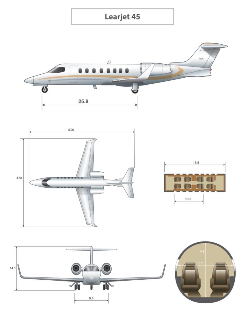 Learjet 45xr чертеж