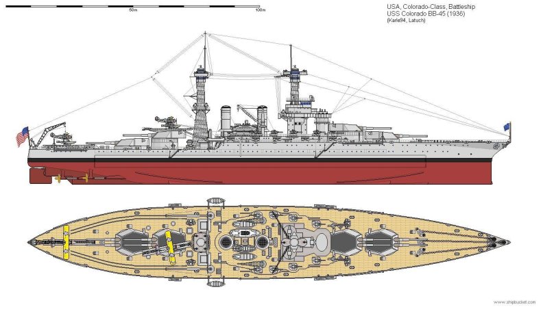 Американский линкор USS Tennessee BB-43