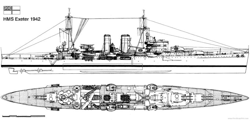 Тяжелый крейсер Эксетер чертежи