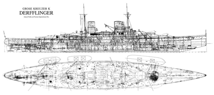 Линейный крейсер Дерфлингер схема бронирования