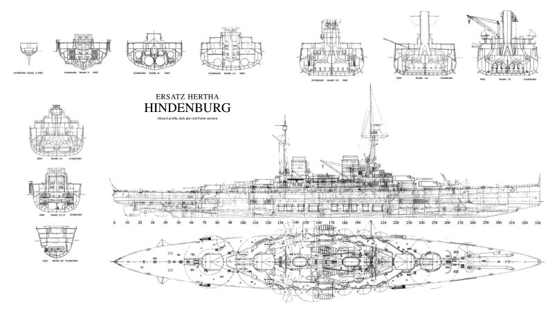 Линейный крейсер Гинденбург чертеж