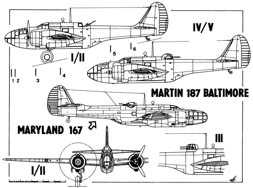 Бомбардировщик Мартин Балтимор чертежи