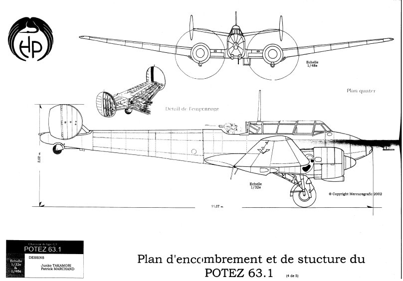 Potez 630 самолет чертежи