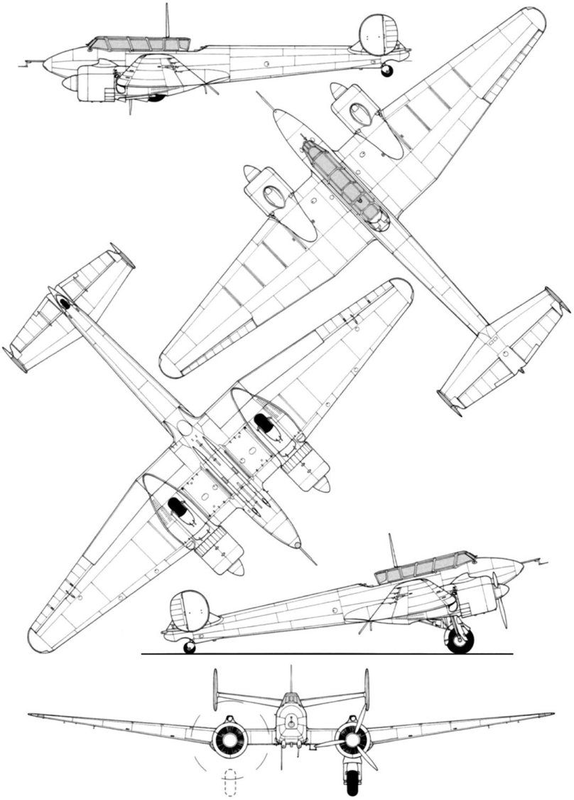 Potez 630 самолет чертежи