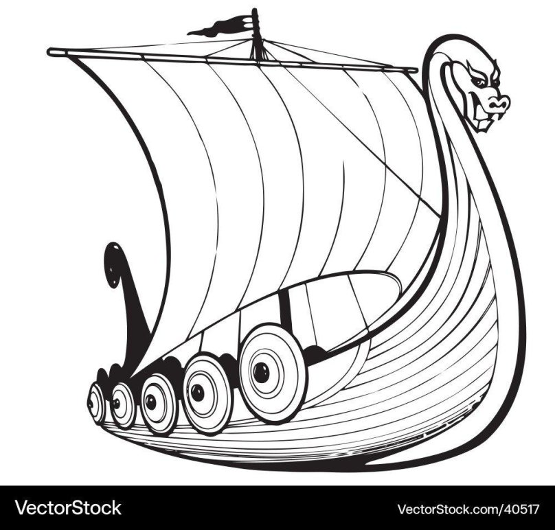 Ладья викингов дракар вектор