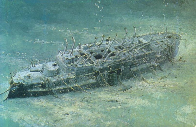 Броненосец Гангут на дне Балтийского моря