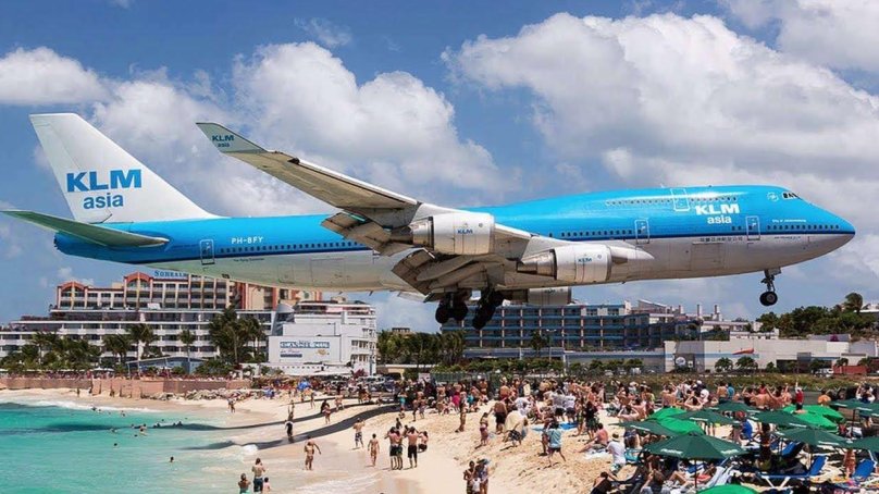 Пляж махо сен-Мартен