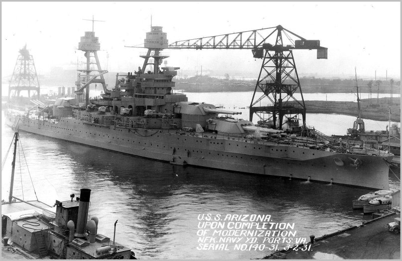 Линкор Аризона носовая надстройка