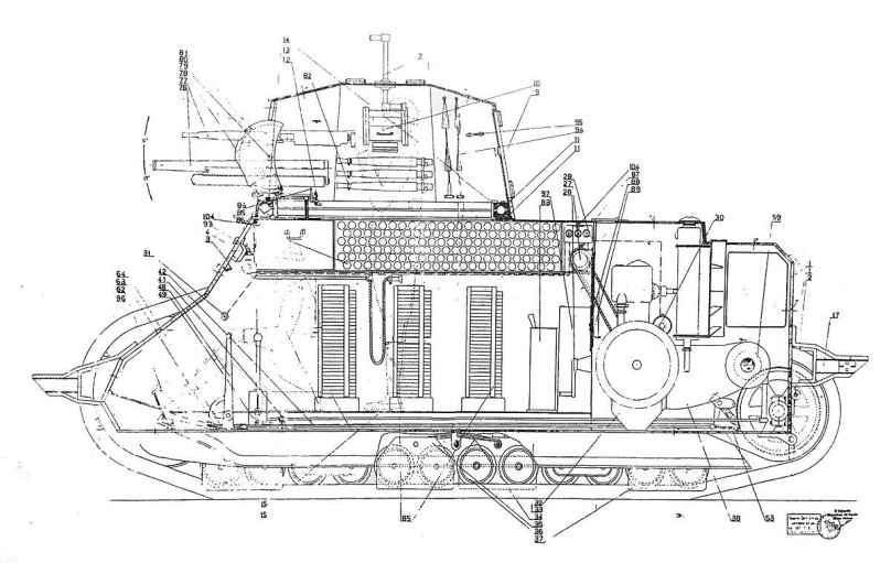 Чертеж танка Фиат 3000