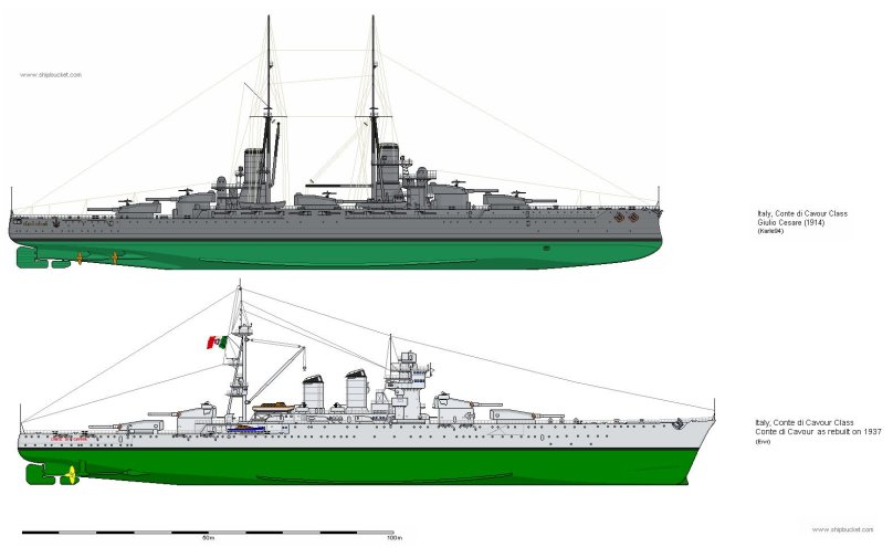 Линкор Конте ди Кавур чертеж