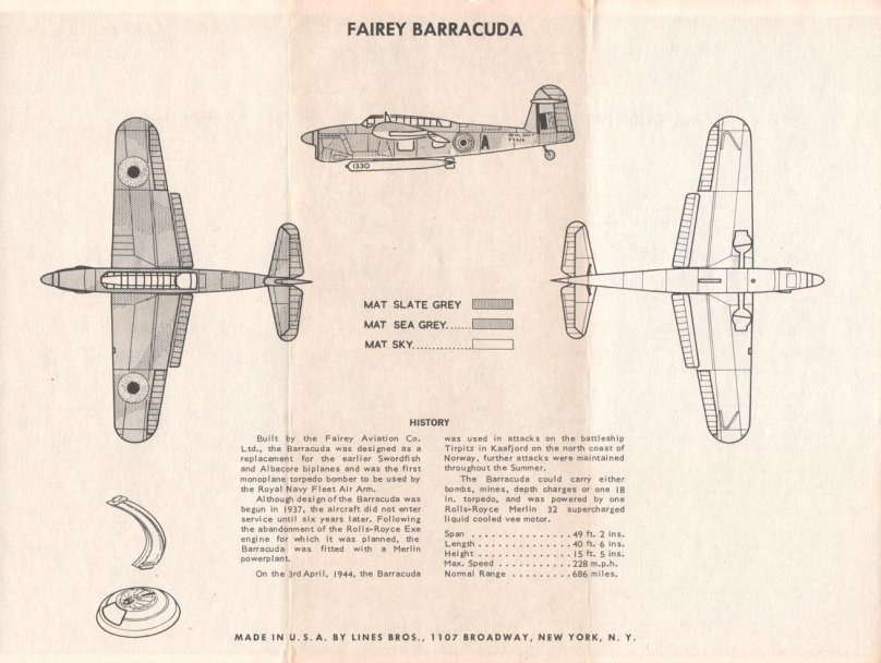 Чертежи Fairey Barracuda MK II